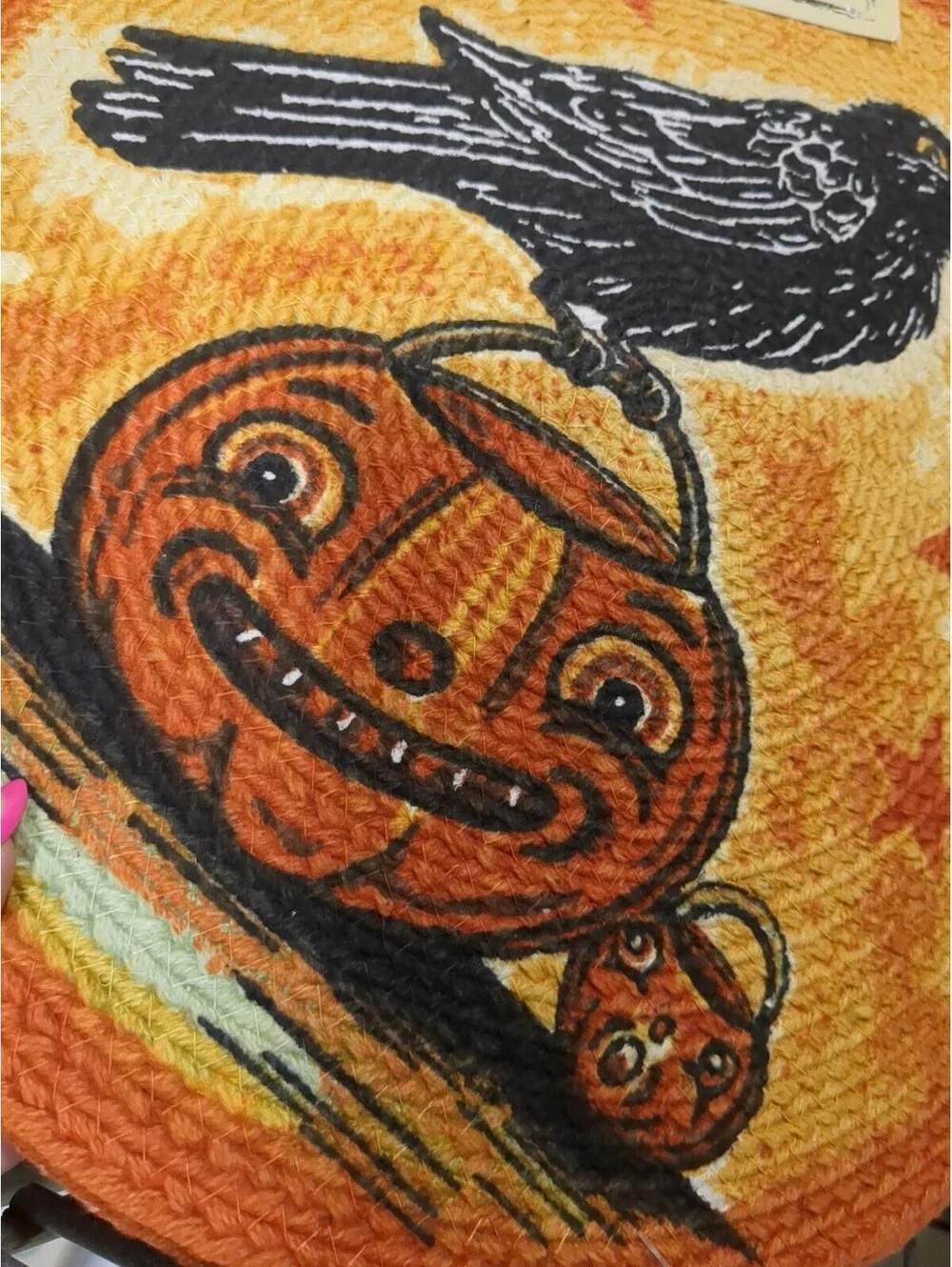 Johanna Parker Halloween VTG Style Crow Pumpkin Braided Placemats New Set Of 4